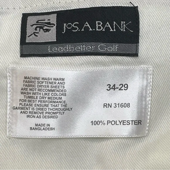 Jos A Bank Leadbetter Golf Pants Mens 34x29 Expandable Waist Pleated Front Khaki - Picture 5 of 8